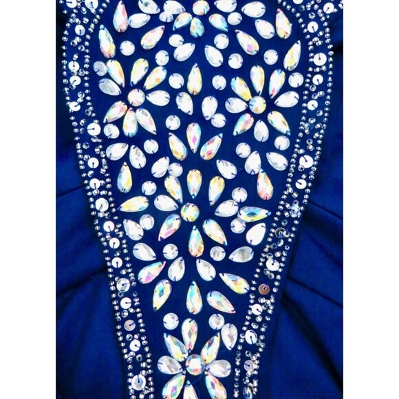 Betsy & Adam Evening Gown Maxi Dress Jeweled Beaded Straps Purple Size 8 - Picture 8 of 10